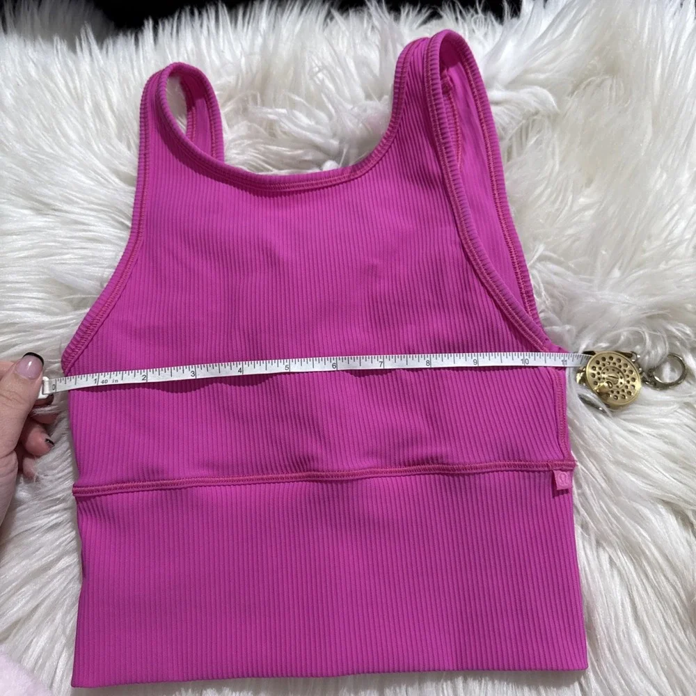 $58 Lululemon Power Pivot Ribbed Tank Top in Sonic Pink Size 4